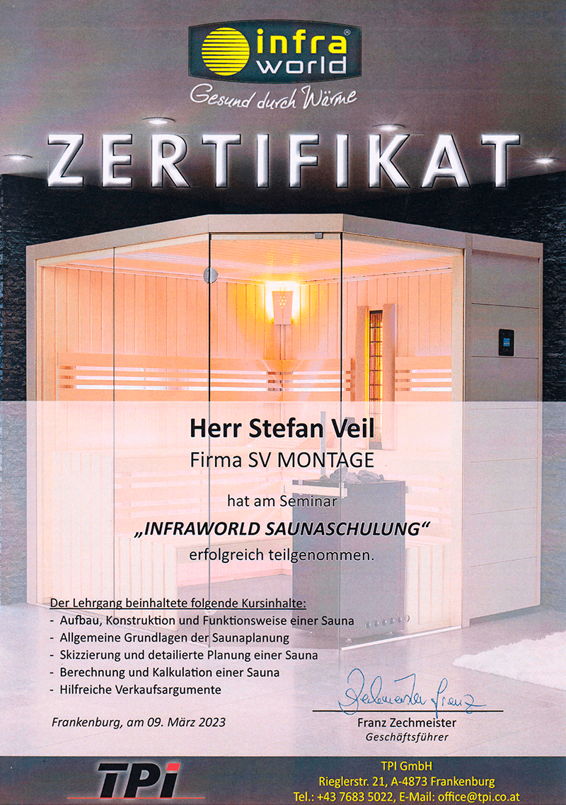 SV-Montage_Zertifikat_Infraworld_Sauna-Infrarot_Schulung